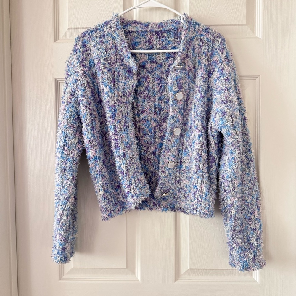 Multicolor Textured Bouclé Knit Cardigan Women’s Size XS